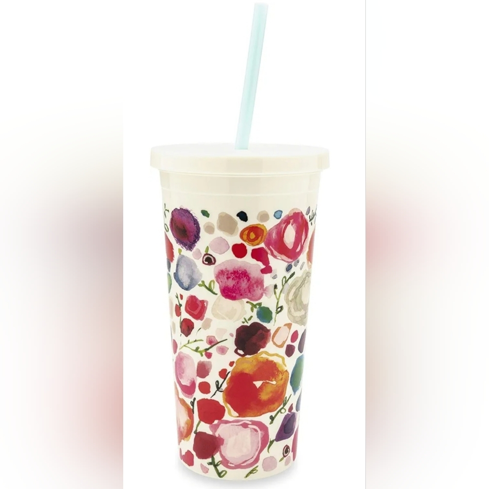 #2037 Kate Spade New York Insulated Plastic Tumbler With Reusable Straw, 20 Oz - Picture 1 of 4